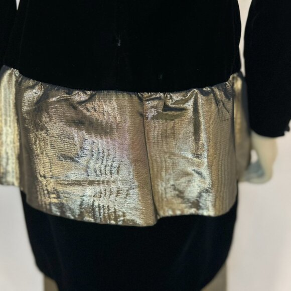 Vintage 80's Hanae Mori velvet and gold lamé dress - Picture 5 of 9